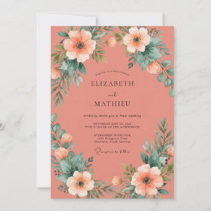 Invitation Mariage Fleur délicate de corail