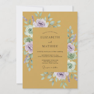 Invitation Mariage Fleur d'Éther Lavande Moutarde