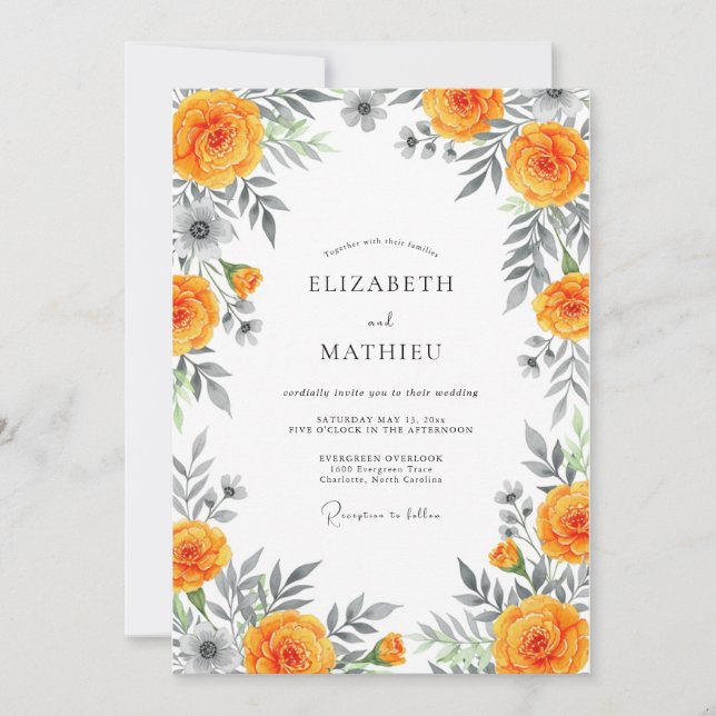 Invitation Mariage Fleur d'Oranger (Devant)