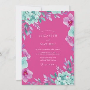 Invitation Mariage Fleur d'Orchidée Magenta