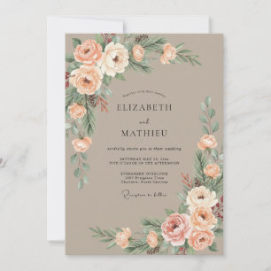 Invitation Mariage Fleur Douce Corail