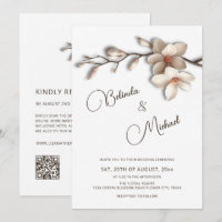 Mariage Fleur Effet Relief Magnolia Blanc Cassé