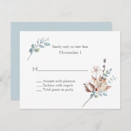 Invitation Mariage Fleur et Foliage d'hiver Aquarelle RSVP