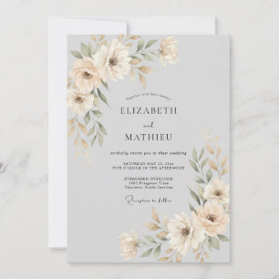 Invitation Mariage Fleur Éthérée en Ivoire