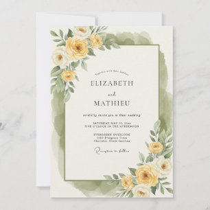 Invitation Mariage Fleur Éthérée Jaune