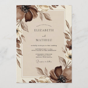Invitation Mariage Fleur Éthérée Marron