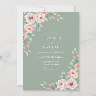 Invitation Mariage Fleur Éthérée pêche pâle