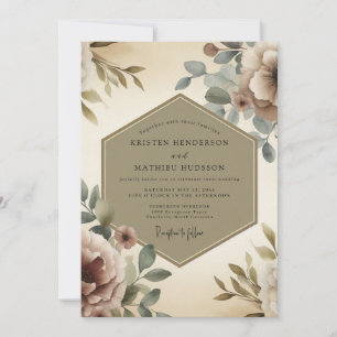 Invitation Mariage Fleur Éthérée Rose Poussiéreuse