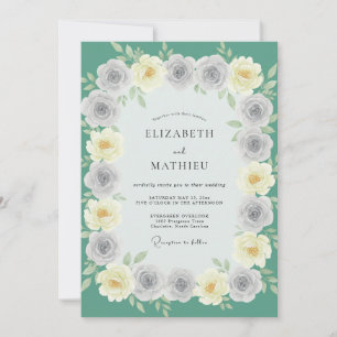 Invitation Mariage Fleur Éthérée Vert Menthe