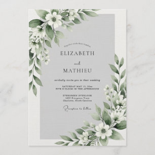 Invitation Mariage Fleur Éthérée Vert Sauge