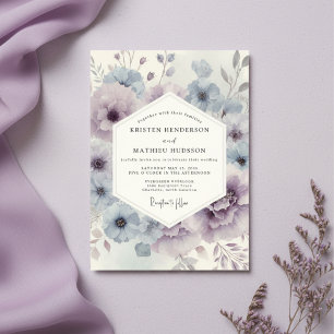 Invitation Mariage Fleur Éthérée Violet Poussiéreux