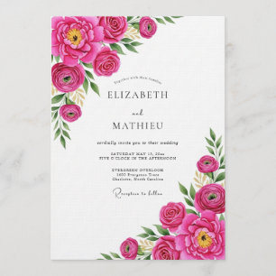 Invitation Mariage Fleur Fuschia Impressionniste