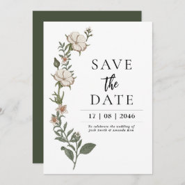 Invitation Mariage Fleur intemporel simple enregistrer les ca