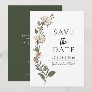 Invitation Mariage Fleur intemporel simple enregistrer les ca