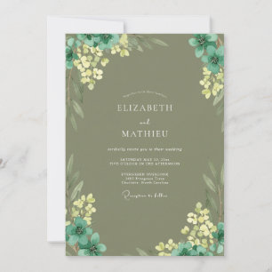 Invitation Mariage Fleur Jaune Olive
