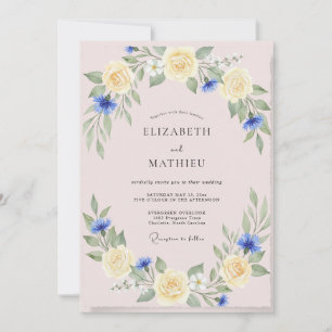 Invitation Mariage Fleur Jaune Rosée