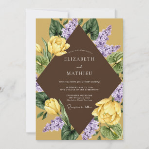 Invitation Mariage Fleur Jaune Violet