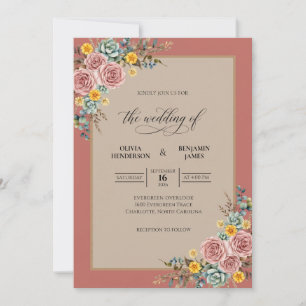 Invitation Mariage Fleur Mauve de Plante Grasse