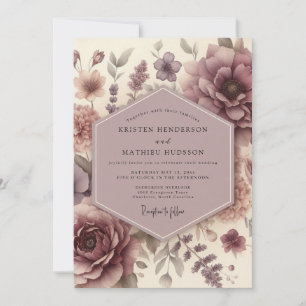 Invitation Mariage Fleur Mauve en Fleur