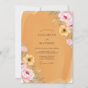 Invitation Mariage Fleur Ochre