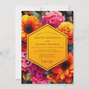 Invitation Mariage Fleur Ochre en Fleur