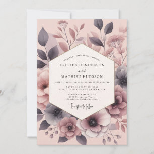 Invitation Mariage Fleur Painterly Slate Rose