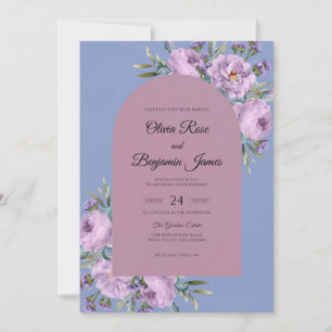 Invitation Mariage Fleur Romantique Améthyste Pervenche