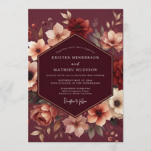 Invitation Mariage Fleur Russet Marron