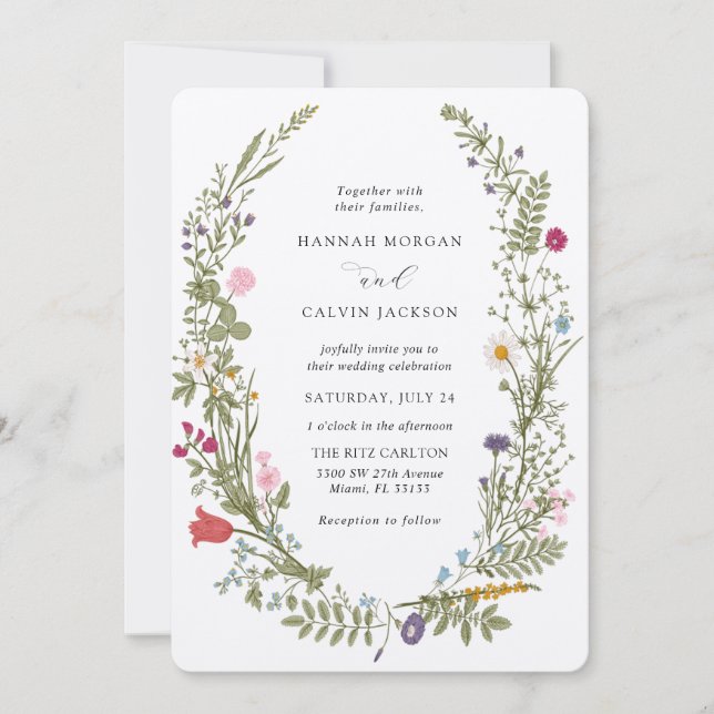 Invitation Mariage fleur sauvage (Devant)