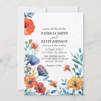 Invitation Mariage Fleur sauvage aquarelle