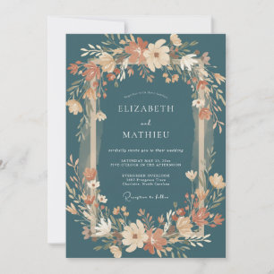 Invitation Mariage Fleur Sauvage Argile Ardoise