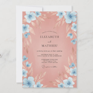 Invitation Mariage Fleur Sauvage Argile Céruléen