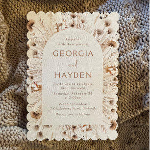 Invitation Mariage Fleur sauvage Beige Boho moderne