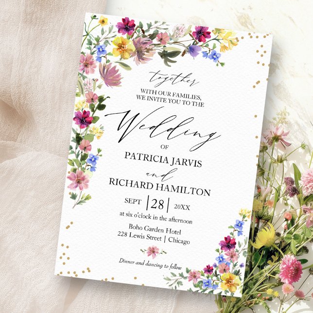 Invitation Mariage Fleur sauvage Boho (Créateur téléchargé)