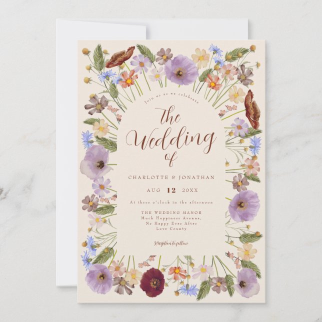 Invitation Mariage Fleur sauvage Boho (Devant)