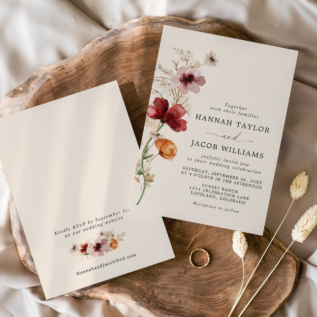 Invitation Mariage Fleur sauvage Boho Fall (Créateur téléchargé)