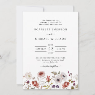 Invitation Mariage Fleur sauvage Boho Watercolor