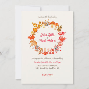 Invitation Mariage Fleur Sauvage Champignon Boisée Automne