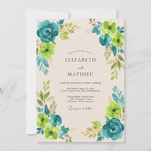 Invitation Mariage Fleur Sauvage Chartreuse Sarcelle