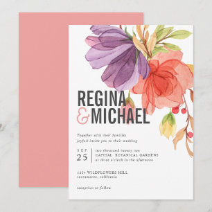 Invitation Mariage Fleur sauvage d'aquarelle moderne
