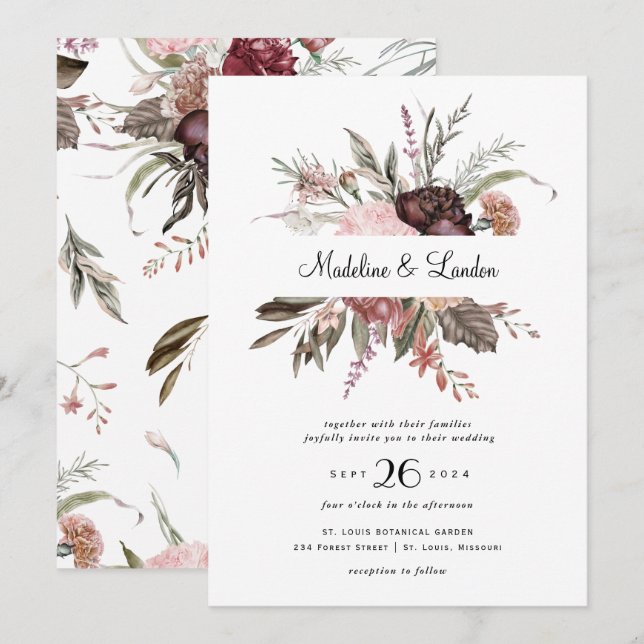 Invitation Mariage Fleur sauvage de Bourgogne (Devant / Derrière)