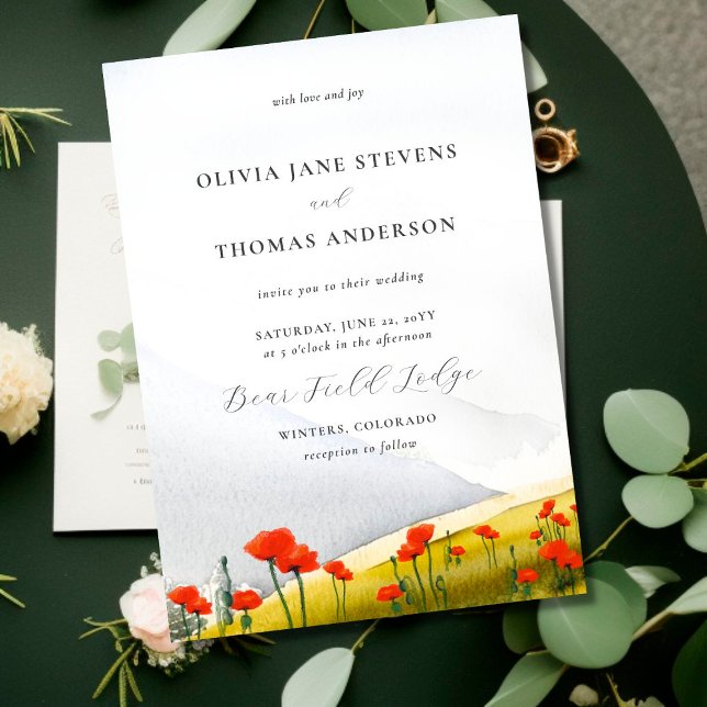 Invitation Mariage Fleur sauvage de pavois Floral Mountain Me (Créateur téléchargé)