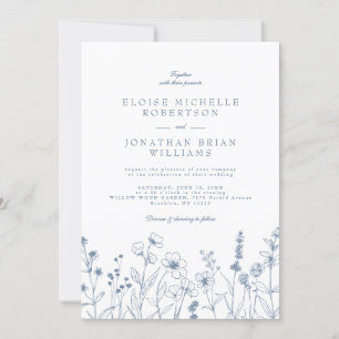 Invitation Mariage Fleur sauvage de périphérique minimaliste 