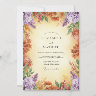 Invitation Mariage Fleur Sauvage de Terracotta Lilas