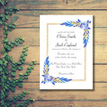 Mariage Fleur sauvage Elégant bleu Aquarelle