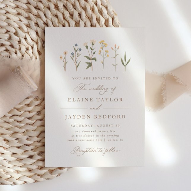 Invitation Mariage Fleur sauvage Elegant Boho (Créateur téléchargé)