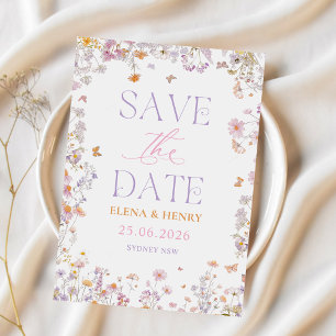 Invitation Mariage Fleur sauvage élégant Enregistrer la date