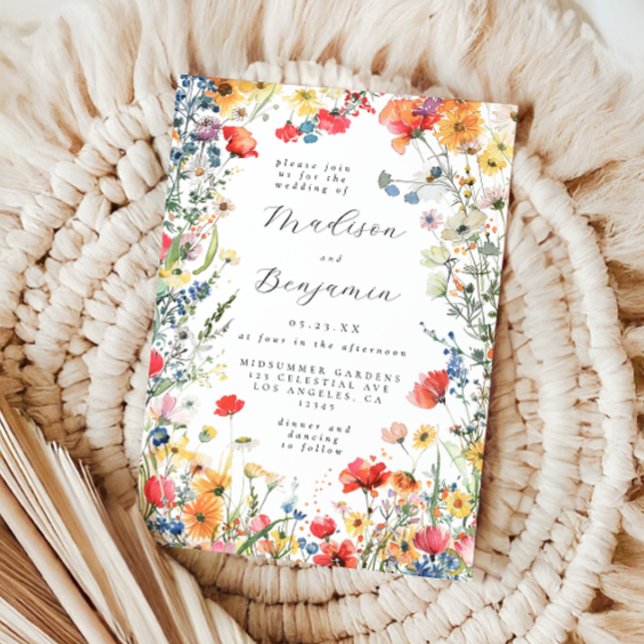 Invitation Mariage Fleur sauvage en gras (Créateur téléchargé)