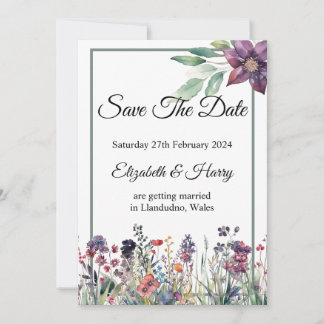 Invitation Mariage fleur sauvage Enregistrer La Date
