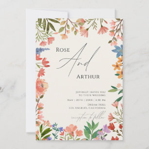 Invitation Mariage Fleur Sauvage Fantaisiste Minimaliste